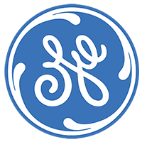 A photo of the GE logo.